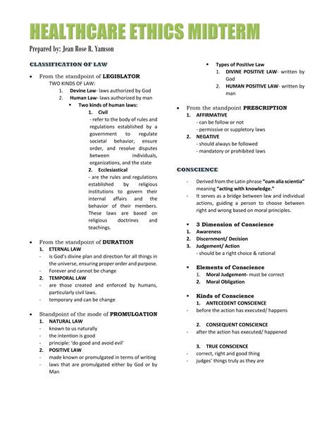 Ethic Vocabulary Intro To Healthcare