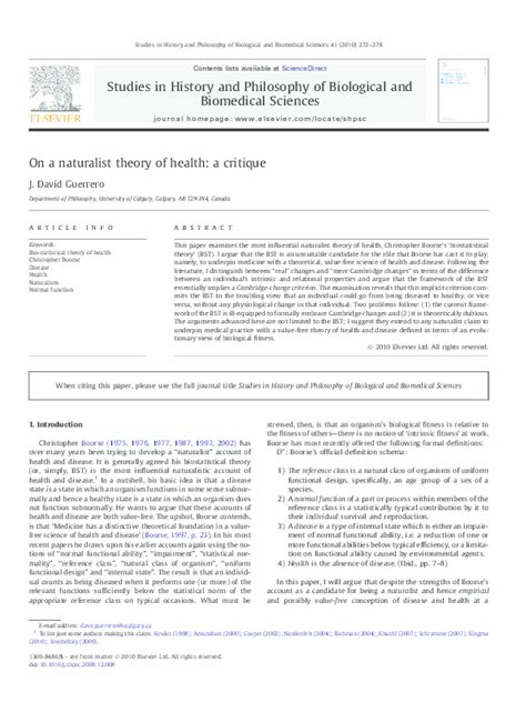 Naturalist Theory Of Health